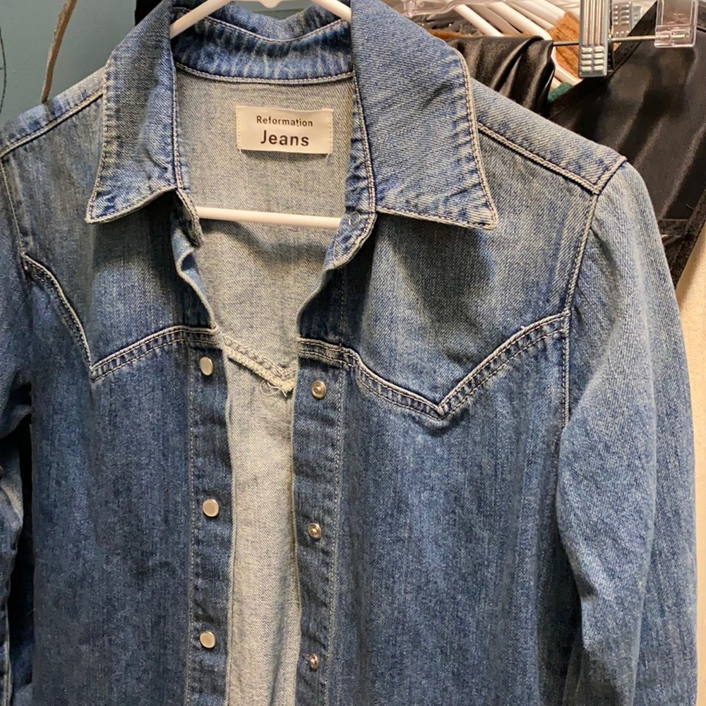 reformation western denim dress